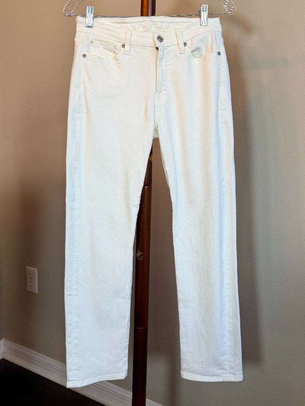 7 For All Mankind Kimmie Crop White Jeans | Size 27